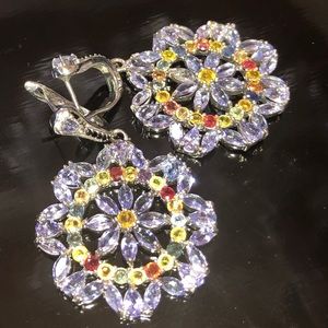 Exquisite Tanzanite, Sapphire, Spinel Earrings